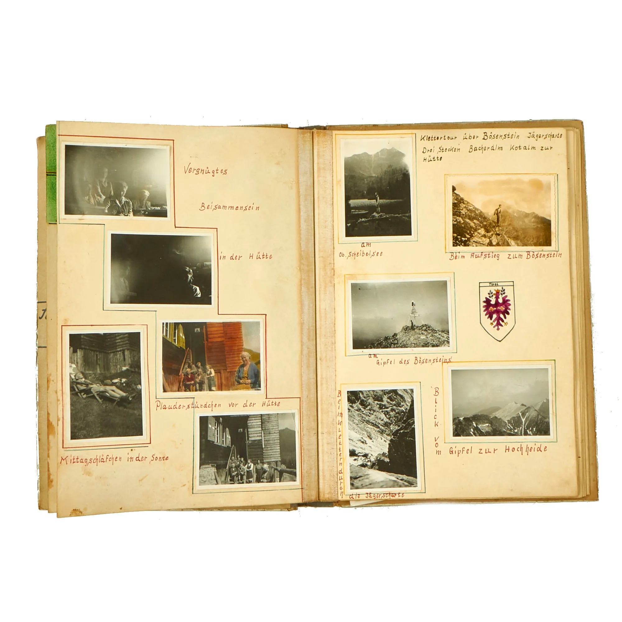 Original German WWII Luftwaffe Metal Reinforced Personal Photo Album with Captions, Dates & Drawings - 160 Pictures