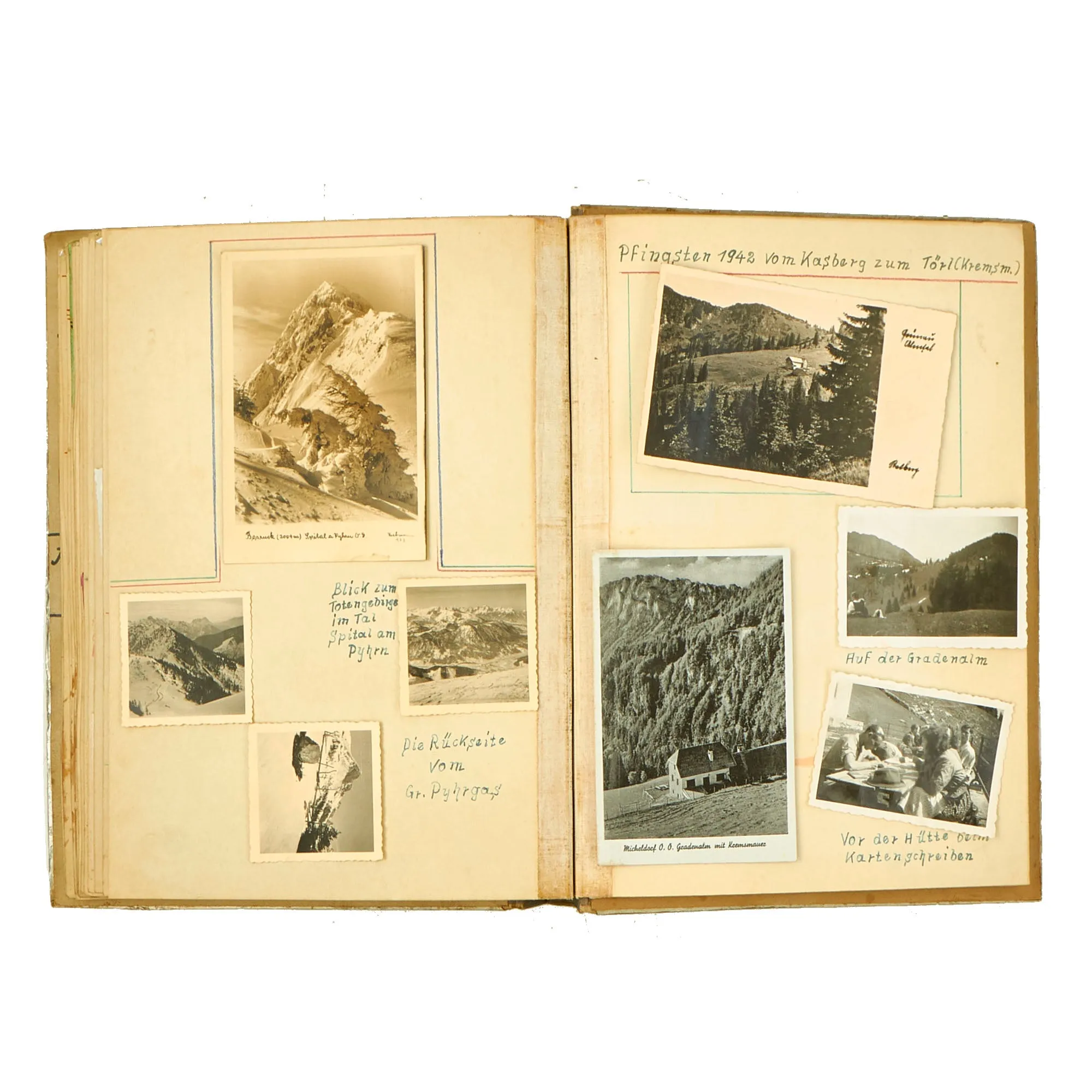 Original German WWII Luftwaffe Metal Reinforced Personal Photo Album with Captions, Dates & Drawings - 160 Pictures