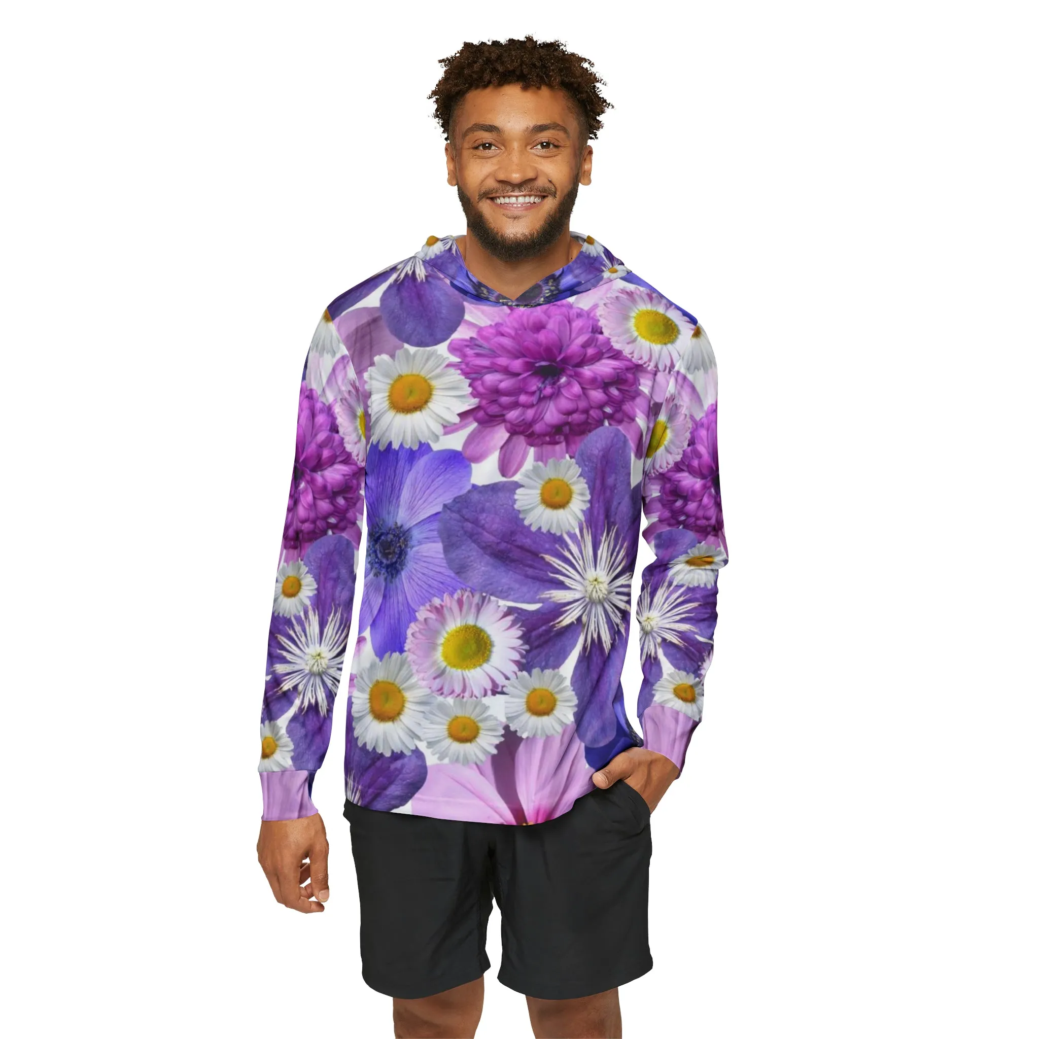 Purple Flowers - Men's Sports Warmup Hoodie