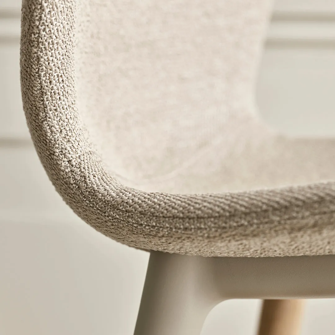 Seed Counter Chair - Upholstered - Oiled Oak Base, White Pigmented