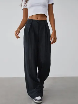 Shock Value Pinstripe Trendy Wide Leg Dress Pants