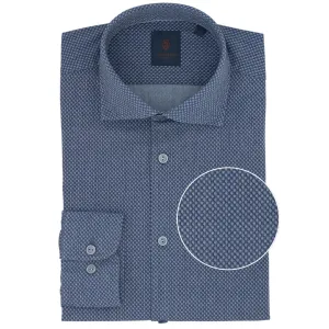 Slim Fit Indigo Spot Cotton Shirt