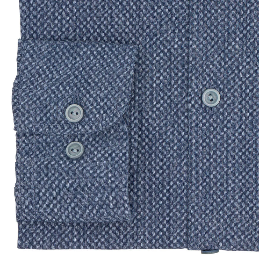 Slim Fit Indigo Spot Cotton Shirt