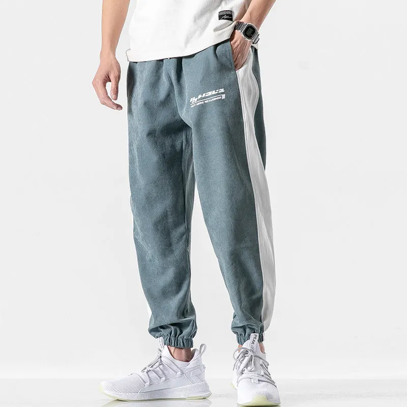 Sporty Pants Men Korean Trendy Ankle-Length Casual Long Straight All-Matching Summer Thin Jogger Street Style Pants