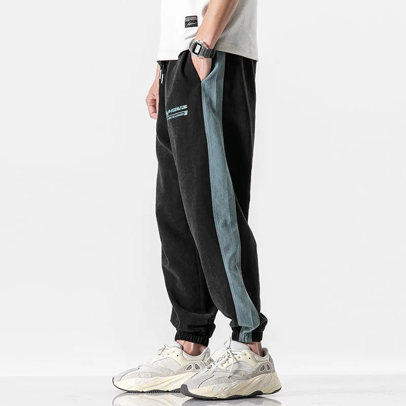 Sporty Pants Men Korean Trendy Ankle-Length Casual Long Straight All-Matching Summer Thin Jogger Street Style Pants