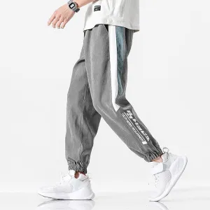 Sporty Pants Men Korean Trendy Ankle-Length Casual Long Straight All-Matching Summer Thin Jogger Street Style Pants