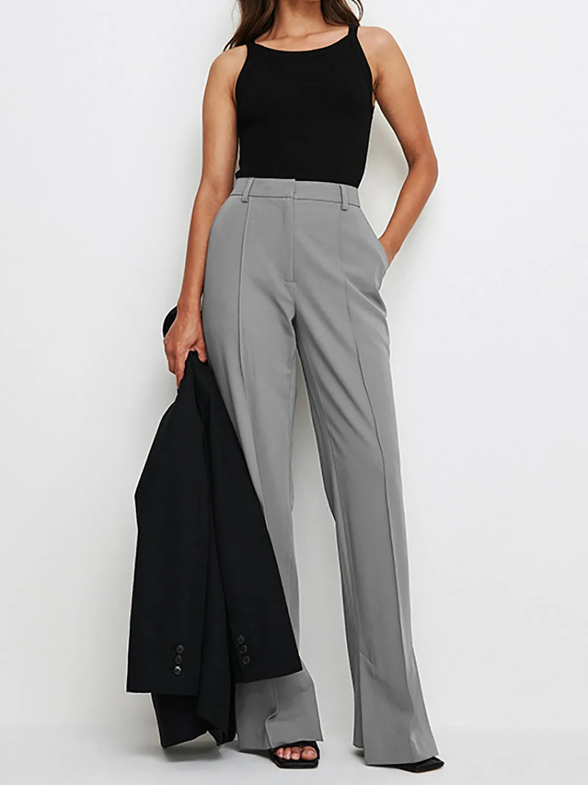 Stay Lifted Smart Trendy Slit Wide Leg Pants