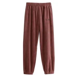 Trendy Coral Pajamas Pants Loose Thick Casual Outdoor Jogger Women Pants