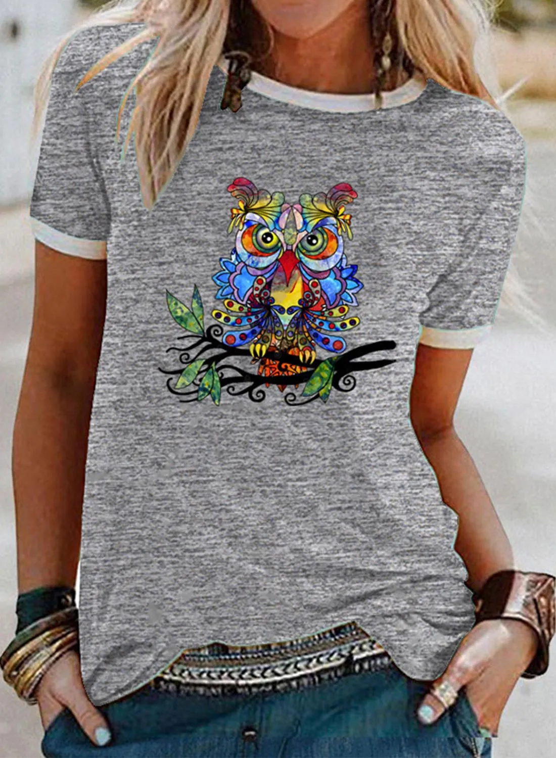 Women's Chic Owl Graphic Shirt