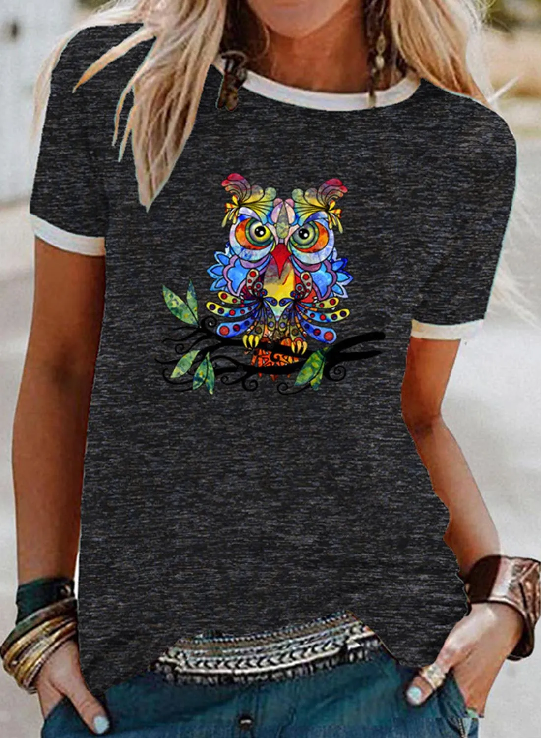 Women's Chic Owl Graphic Shirt